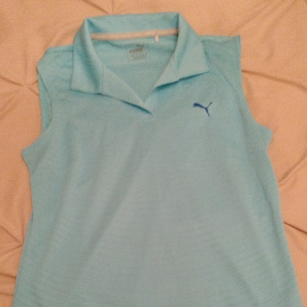Puma Blue Sleeveless Polo Fitted Tank